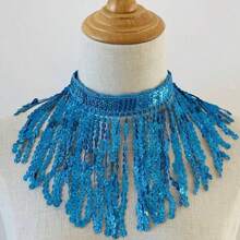 1pc Latin Dance Sequin Fringe Necklace - Fashion Choker Style Suitable For Nightclub Performance, Belly Dance Accessory, Halloween - Multicolor - View 6