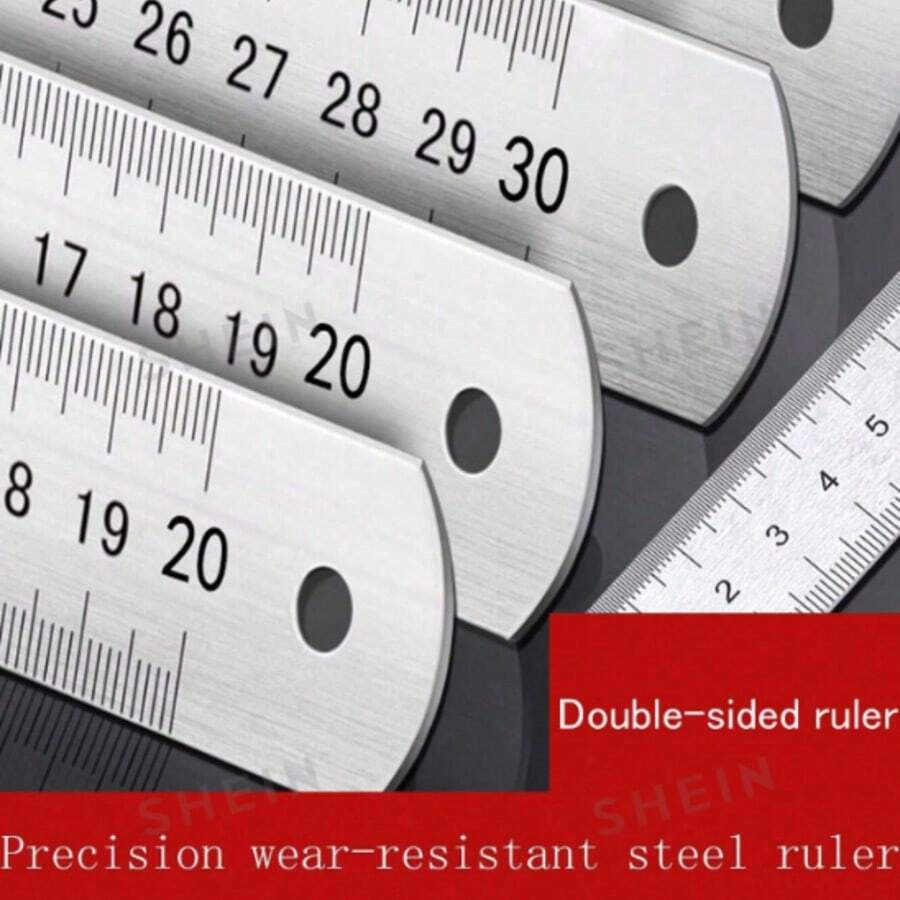 1/5pcs Multi-Size Metal Steel Ruler 15cm 20cm 30cm Thickened Aluminum Alloy Measuring Ruler Portable Precise Drawing Tool Suitable For Students School Office Woodworking DIY Random Style - True Color - View 1