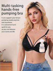 Hart & Haze French Floral Lace Nursing Bra With Thin Double Shoulder Straps For Pregnant Women - Black - View 10