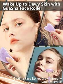2 Pieces Set Of Facial Massage And Scraping Tools: Including 1 Double Headed Massage Roller And 1 Heart-Shaped Scraping Board. Helps Reduce Facial Swelling, Nourish Sensitive Skin, And Showcase Natural Radiance. Can Relax Muscles And Reduce Wrinkles. - A - View 6