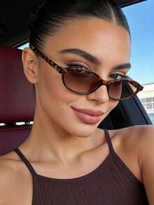 1 par de gafas de moda ovaladas pequeñas, gafas personalizadas retro para mujer, accesorio de viaje y vacaciones, accesorio de playa de verano - Multicolor - Ver 3