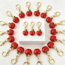 12pcs 2D Cute Red Apple Keychains - Cartoon Fruit Charms With Lobster Clasp - Team Appreciation Gift - Thank You For Helping Me Grow - Perfect For Wallets And Bags - Ideal For Birthdays, Weddings, Graduations, Back To School And Teacher Appreciation - Apple Decorations - Graduation Gift - Red - View 4