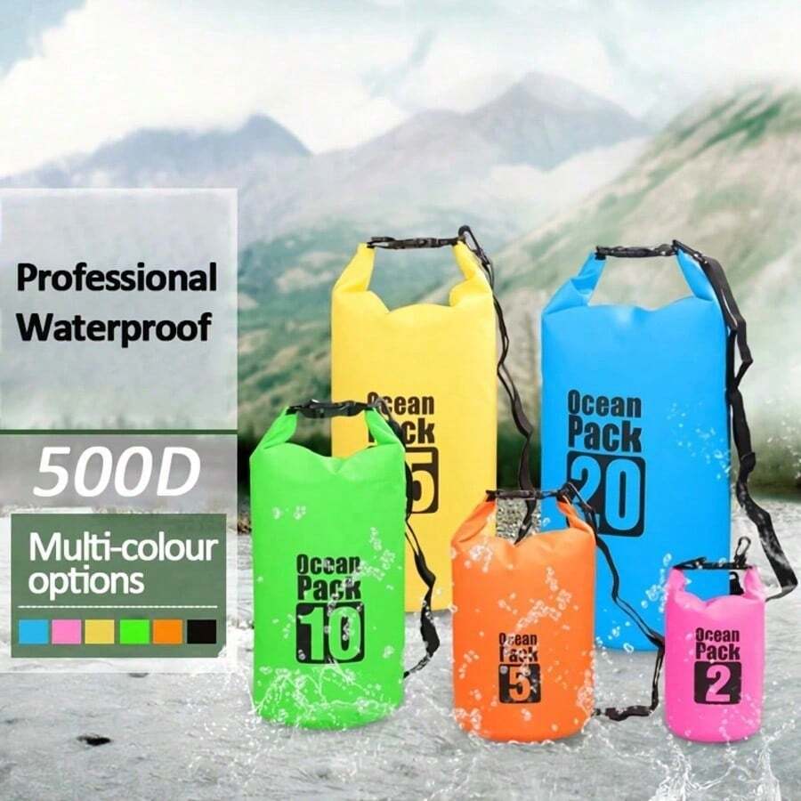 1件女款新款斜挎包，2L/5L/10L/15L容量，PVC戶外運動迷彩防水包，多功能防水包，游泳便攜漂流包，戶外運動防水包，熱銷跨境單肩包，大容量戶外防水背包，適用於潛水、漂流、游泳、海灘、徒步，女款優雅單肩包