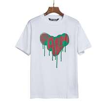 Camiseta de manga corta con estampado de corazón de palma de marca de moda para hombre y mujer, corte holgado, estilo boyfriend, estilo urbano. Camisetas de lujo, camisetas de marca, camiset - Blanco - Ver 2