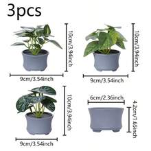 3件套仿真多肉植物迷你盆栽套装，绿色和粉色仿真微型植物，适用于花园、书桌、房间、窗台、办公室装饰、婚礼布置、家居装饰 - 彩色 - 查看 35
