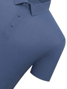 Vancamel Pulse 男士寬鬆快乾冰絲 Polo 衫，戶外跑步健身通勤領口短袖，通勤輕商務運動 Polo 衫 - 藍色 - 查看 6
