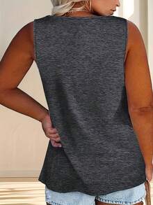 Plus Sizes - Plus Sizes - New Popular Casual Vests With Buttons In Solid Colors For Women's Clothing - Black - View 2
