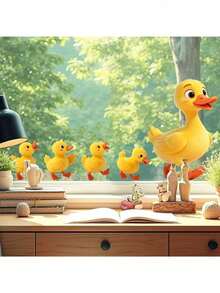 1pc Static Cling Duck Parent & Child Window Sticker, Pastoral Style 2D Flat Glass Decal, Glue-Free Removable Home Window & Storefront Decorative Sticker - Duck - View 2