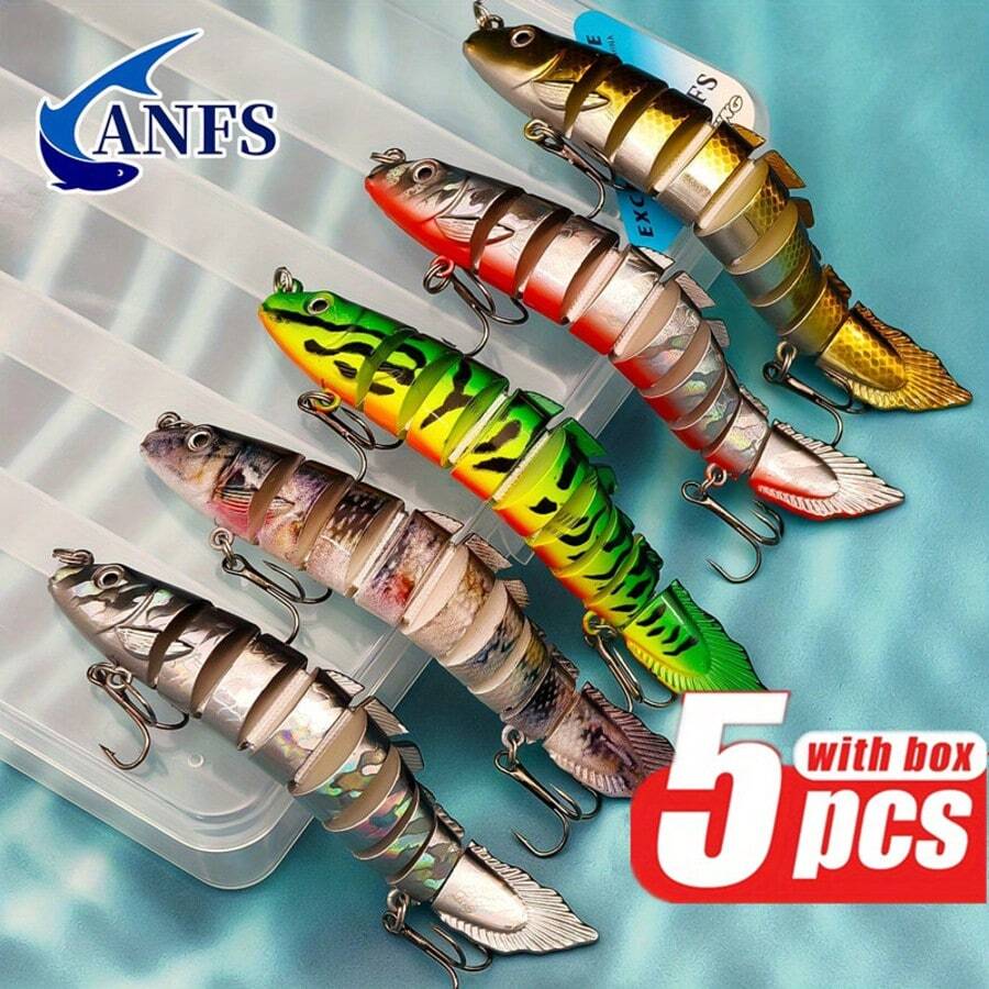 ANFS 5pcs 12.5g/19g 4.9in/0.66oz Realistic Design Swimming Lures, Suitable For Saltwater And Freshwater Fishing