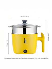 SOKANY Arrocera eléctrica multifuncional, olla eléctrica para estudiantes, arrocera mini para dormitorio, olla multifuncional todo en uno, olla caliente con 2 ajustes de calor para saltear/hervir/guisar, adecuada para 1-3 personas, olla interior antiadherente, fácil de limpiar, ahorra tiempo - Doble capa amarilla - Ver 11