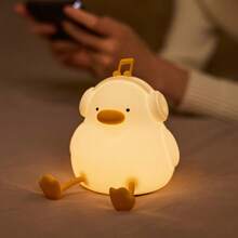 Luz nocturna decorativa de pato lindo recargable por USB, temperatura de color y brillo ajustables, temporizador de apagado automático de 30 minutos, adecuada para dormitorio, oficina, decoración de varias habitaciones y regalos festivos - Blanco - Ver 1