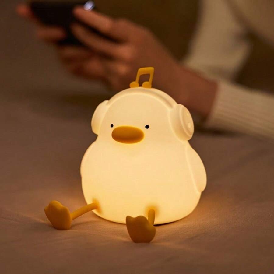 Luz nocturna decorativa de pato lindo recargable por USB, temperatura de color y brillo ajustables, temporizador de apagado automático de 30 minutos, adecuada para dormitorio, oficina, decoración de varias habitaciones y regalos festivos - Blanco - Ver 1