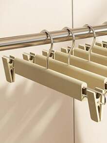 1/5/10pcs Pants Hanger Clips, Non-Slip No-Mark Pants Clips For Home And Clothing Store, Specialized For Hanging Pants, Dresses And Drying - Khaki - View 5