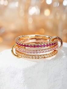 3rd Ring Roa Exquisite Cubic Zirconia 18K Gold Multi-Band Stackable Rings For Men And Women, Suitable For Daily Wear, Banquets And Nightclub Occasions - Gold - View 7