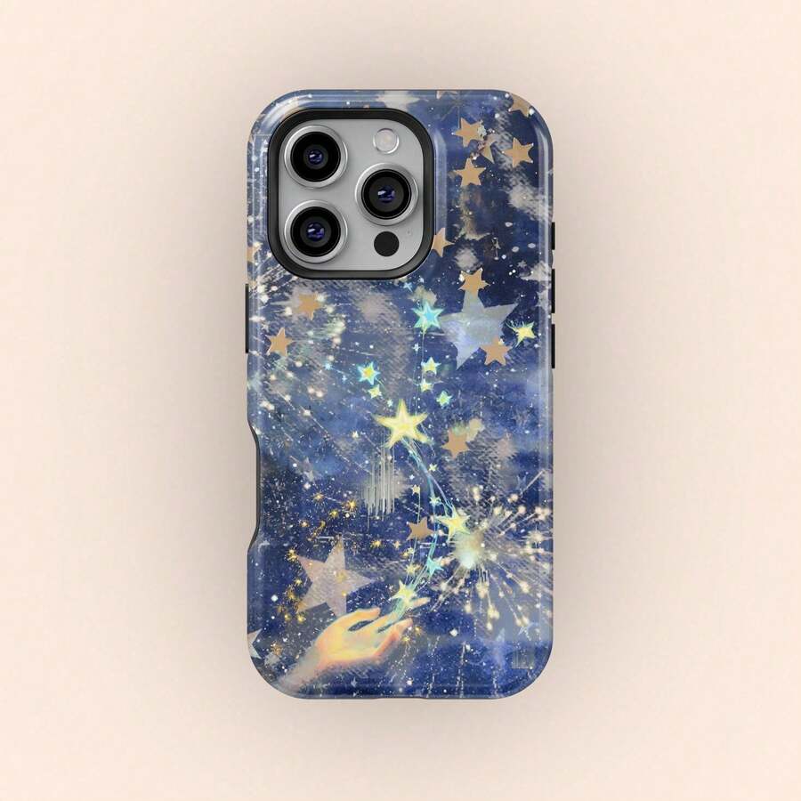 Una elegante funda para teléfono que no incluye cordón ni soporte Night Pattern Phone Shining Purple Starry Hard Phone Cover Compatible With 17 16e 15 Plus 14 13 12 11 Pro - Multicolor 2 - Ver 1