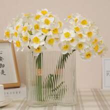 6/3/1 pieza Narcisos artificiales, Narcisos realistas blancos y amarillos, Adecuados para decoración de bodas, Decoración interior del hogar, Flores artificiales realistas para arreglos del hogar y bodas - Multicolor - Ver 7