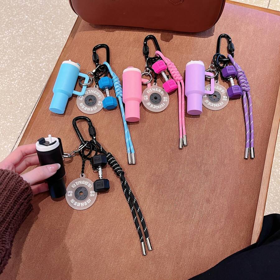 迷你運動水壺啞鈴配重片鑰匙圈掛繩包飾吊飾汽車配件小飾品