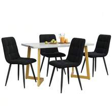 Rectangular Dining Table And Chairs Set Of 117 Cm With 4 Chairs, Modern Style, Black Velvet Chairs, Gold Table Legs. - 金色 - 查看 2