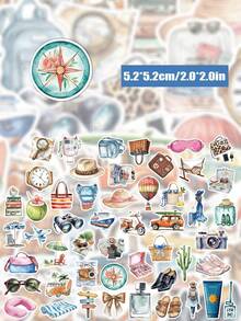 50pcs Travel Theme Stickers For Water Cup Suitcase Laptop Cases Scrapbooks Storage Boxes Diy Decor Graffiti Stickers - Multicolor - View 2