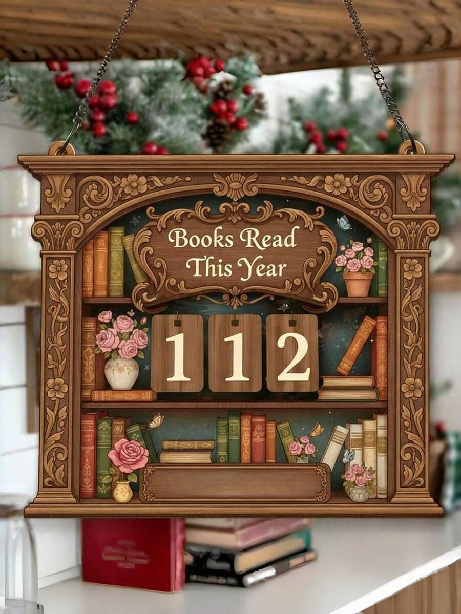 Cross-Border Hot Seller: Wooden Library Book Counter, Wooden Home Decor, American Vintage Ornament, Book Reading Counter, Reading Tracker Sign, Annual Wooden Book Reading Record, Day Counter, Decorative Item - Roman Column Counter - View 1
