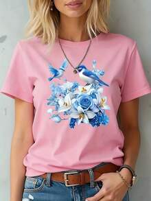 Breathable And Ideal For Everyday Wear, Classic Crew Neck Design, Suitable For Various Outfits, Available In Multiple Colors, Elastic Fit, Machine Washable, Sizes XS To XXL - Rosa - View 1