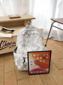 1pc Boys Girls Tie-Dye Nylon Zipper Closure Fashion Backpack Student School Bag Suitable For All Seasons Daily Use - A - View 5