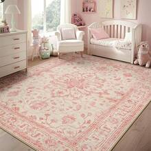 Area Rugs 5'x7' Washable Non-Slip, Floral Vintage Distress Medallion Carpet For Living Room Bedroom Dining Room, Pink Light Vintage Pink - 多色DT3 - 查看 8