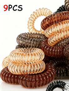 18/9 piezas de ligas para el cabello estilo coreano en espiral para recoger el cabello. Un exquisito juego de ligas para asegurar el cabello. Bandas elásticas para mujeres. Diseño minimalista, irradia elegancia. Coleta - Multicolor - Ver 9