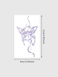 1pc Thin Thread Butterfly Star Vine Pattern Tattoo Sticker, Temporary Tattoo Sticker, Simulated Tattoo Design, Suitable For Travel, Music Festival, Games, Graduation Gifts, Lasts For 3-5 Days - Blue - View 2