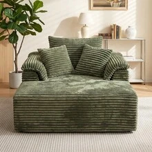 48.8'' Oversized Cloud Sectional Sofa Bed – Double Lounge Chaise With Boneless Fluffy Design, Plush Cushions & No Assembly Required, Modern Sleeper Loveseat For Small Spaces, Living Room, Apartment, Movie Night - màu xanh lá - Xem 9