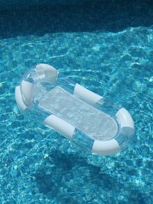 Flotador de piscina inflable con rayas pastel de 4 colores, lentejuelas transparentes y malla, tumbona de agua con soporte de malla para fiesta de piscina de verano - Multicolor - Ver 9