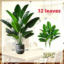 2pcs Ultra High Quality Artificial Plants - Faux Palm Trees With Large Emerald Green Leaves | Suitable For Indoor/Outdoor Use | Hotel, Garden, Bedroom, Entrance, Living Room, Residence, Kitchen, Patio, Poolside | Spring/Summer | - 2-piece Set, Tropical Plant Banana Leaf - View 9