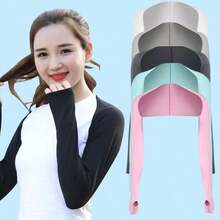 Summer Outdoor Cooling Arm Sleeves, One-Piece Shawl Ice Silk Sleeve Covers, UV Protection Arm & Shoulder Guards, Sun Protection Sleeves, Summer, Sun Protection, One-Piece Shawl Style, Outdoor, Outdoor Sun Protection - One-piece Sun Protection Sleeves - View 8