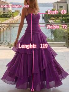 Women's Elegant Asymmetrical Ruffle Strap Dress, Versatile Design Suitable For Party, Beach, Vacation In Summer Wedding - Purple - View 9