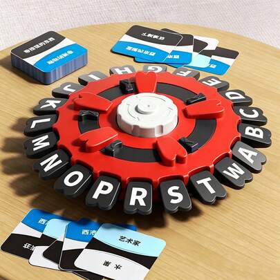 Crazy Alphabet Spinning Wheel Board Game, Fast-Paced Word Card Game, Family Party Interactive Educational Toy For Kids3+,26 Letters Learning Game For