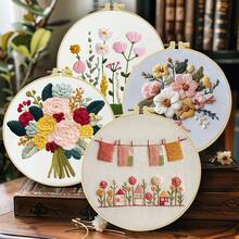 DIY Embroidery Kit, Simple Floral Pattern, Includes Embroidery Needle, Thread, Embroidery Hoop And Pre-Printed Fabric, Handcraft Embroidery Set, Beginner Friendly, Suitable For Thanksgiving, Christmas, Gifts, Home Wall Decor, 20x20cm/7.9x7.9 Inches - 20X20cm - View 13