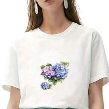 1/2/3 PIEZAS Vinilo Transferible por Calor Duradero y Lavable, Patrón Floral Pintado a Mano de Acuarela con Hortensias Degradadas en Azul y Púrpura con Hojas Verdes, Pegatina Transferible por Calor, Pegatina Transferible por Plancha - Adecuado para Almohadas, DIY, Mochilas, Camisetas, Bolsas de Lona, Sudaderas, Vaqueros, Ropa, Suministros de Costura - Multicolor - Ver 6
