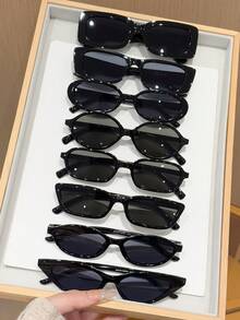 6pcs/Set Plastic Full Frame Classic Minimalist Fashion Glasses, Suitable For Women Driving, Vacation, Family Outings, Dating And Other Occasions - Multicolor - View 12