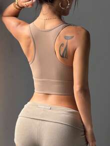 High-Impact Yoga Tank Top Women's Anti-Shock Sports Bra Push-Up Shaping One-Piece Fitness Bra - Camel - View 2