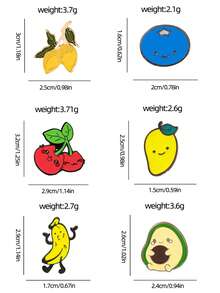 1/6pcs Cartoon Fresh Fruit Brooch, Multiple Styles Available, Small & Exquisite, Fixed Collar Anti-Exposure Decorative Pin For Backpack, Clothing, Student Daily Decoration - Multicolor - View 4