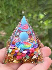 1pc Colorful Orgone Pyramid Home Decor Desk Decor Holiday Gift Room Decoration Father's Day Gift - Multicolor - View 3