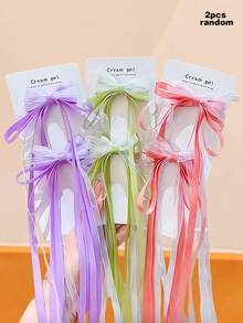6/2 pièces Pinces à cheveux avec nœud en ruban long, durables et douces pour les cheveux, accessoires capillaires doux et mignons - convient aux filles et aux femmes, pour l'école, les rendez-vous, les vacances - Multicolore - Voir 11