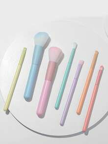 Colorful Macaron Makeup Brush Set, Loose Powder Brush, Contour Brush, Blending Brush, Eyeshadow Brush, Beauty Tools, Soft Bristles, Diva Mixed Makeup First Choice - Multicolor - View 1
