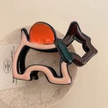 Cute Painted Hair Clip, Korean Style, Women's Hair Clip, New Hollow Shark Head Shaped Hair Accessory - 薑黃 - 查看 2