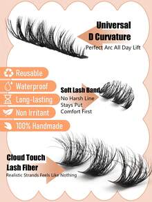 290pcs Independent Lash Tufts 8-16mm Mixed Length D Curl Warp Russian Curl DIY At Home Soft And Fluffy Reusable Suitable For Daily Outings Dates Party Use.Natural & Super - D - View 3