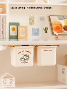Invisible Under-Desk Hanging Storage Box, Drill-Free Adhesive Smooth Slide, Cartoon Print, Student Desk Office Desktop Stationery Small Items Invisible Drawer Storage Box - View 4