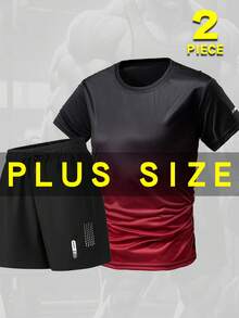 Men's Plus Size Short Sleeve Shirt And Shorts Set, Loose And Thin, Suitable For Fitness, Sports And Casual Wear Summer - Multicolor - View 10
