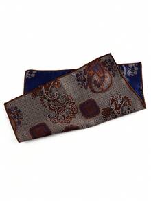 ZLQ&GOU 3 PCS Brown Cashew Flower Jacquard Silk Tie Set, Includes Tie, Pocket Square, Lapel Pin, Suitable For Wedding, Business, Party, Gift - Brown - View 5
