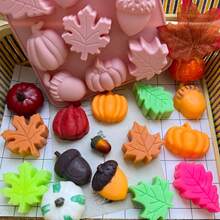 3D Pumpkin Silicone Mold, Autumn Silicone Mold, Halloween Thanksgiving Candy Mold, Autumn Maple Leaf Acorn Shaped Chocolate Candy Cake Baking Tray Mold For Cake Decoration, Cupcake Toppers, Resin Candles - Multicolor - View 5