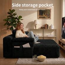 VerdeCore 48" Oversized Single Cloud Sofa Bed, Deep Seat Cushion, No Assembly Required, Boneless Fluffy Couch With Plush Cushions, Modern Sleeper Loveseat For Living Room, Bedroom, Small Spaces, Apartment, Movie Night - 黑色 - 查看 4